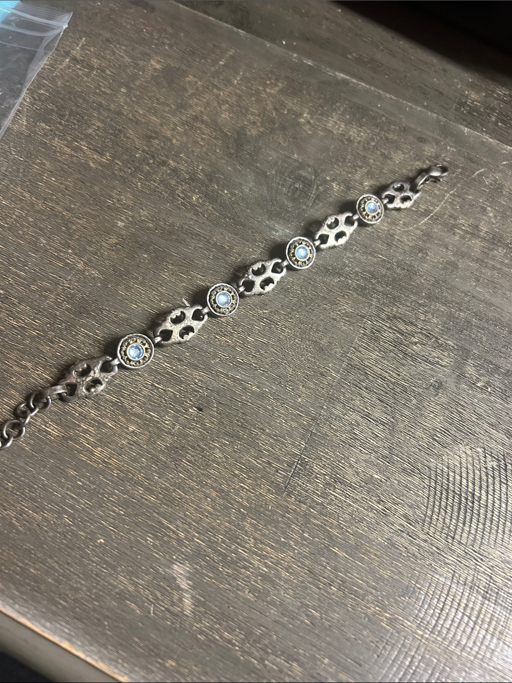 Sterling-Effect Silver Link Bracelet with‎ Light Blue Stone Accents Brighton